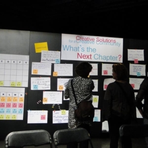 Wall with large post-it notes